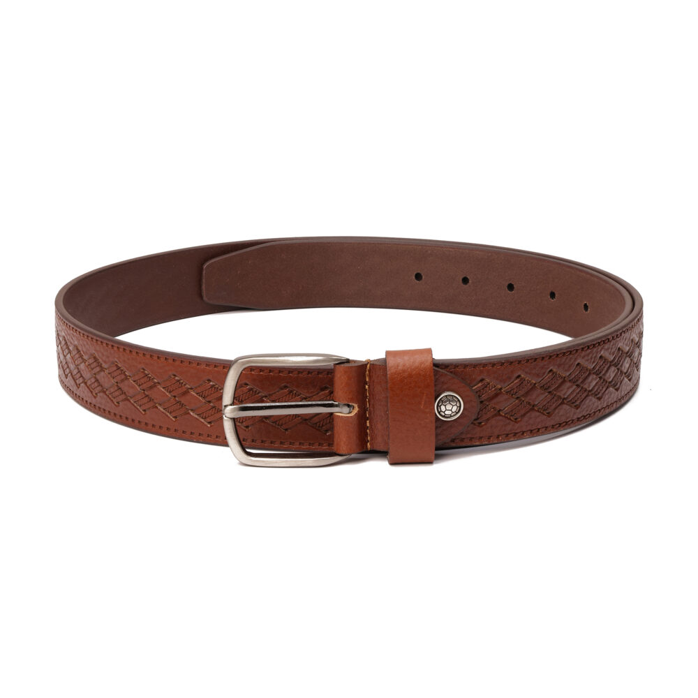Genuine Leather Premium Design Belt — Brown - Image 3