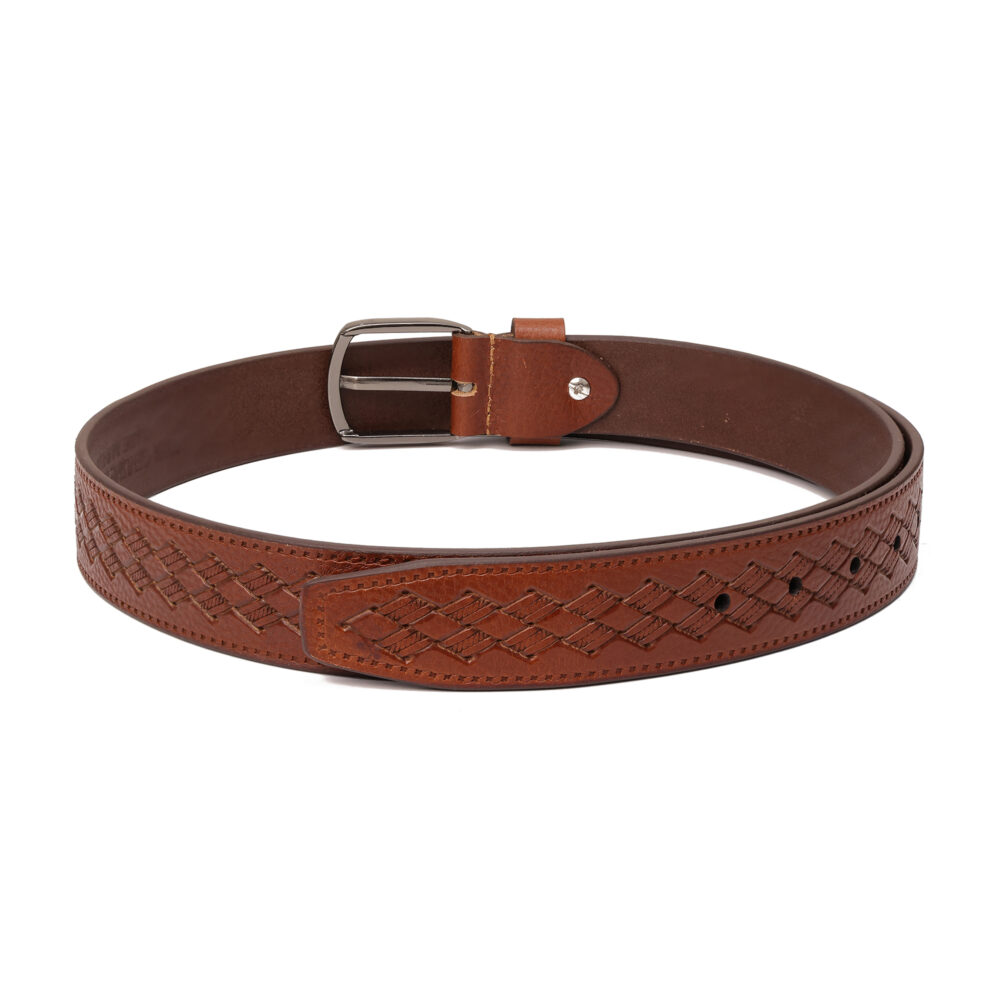 Genuine Leather Premium Design Belt — Brown - Image 2