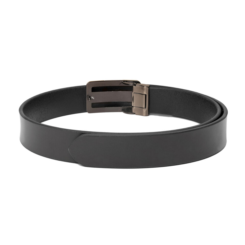 Genuine Leather Black Belt with Premium Gold Shine Buckle - Image 3